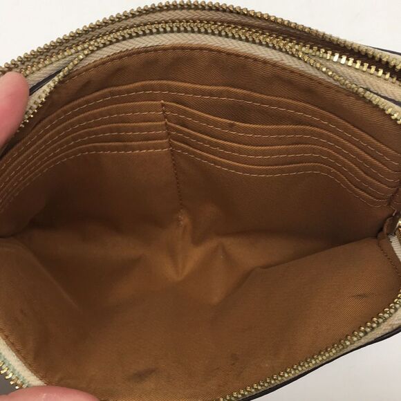 Coach Double Zip Coated Canvas Signature C Wallet Wristlet Pouch Style F16109 - Picture 14 of 16